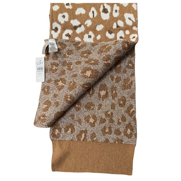 LOFT Leopard Metallic Fuzzy Scarf NEW - Picture 2 of 3